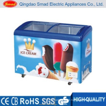 Porta de vidro curvo Ice Cream Chest Display Freezer